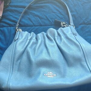 Coach Sky Blue Leather Shoulder Bag